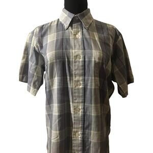 Blue Vintage Plaid Mens button down Shirt